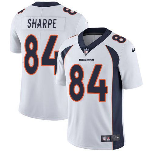 Nike Broncos #84 Shannon Sharpe White Men's Stitched NFL Vapor Untouchable Limited Jersey - Click Image to Close